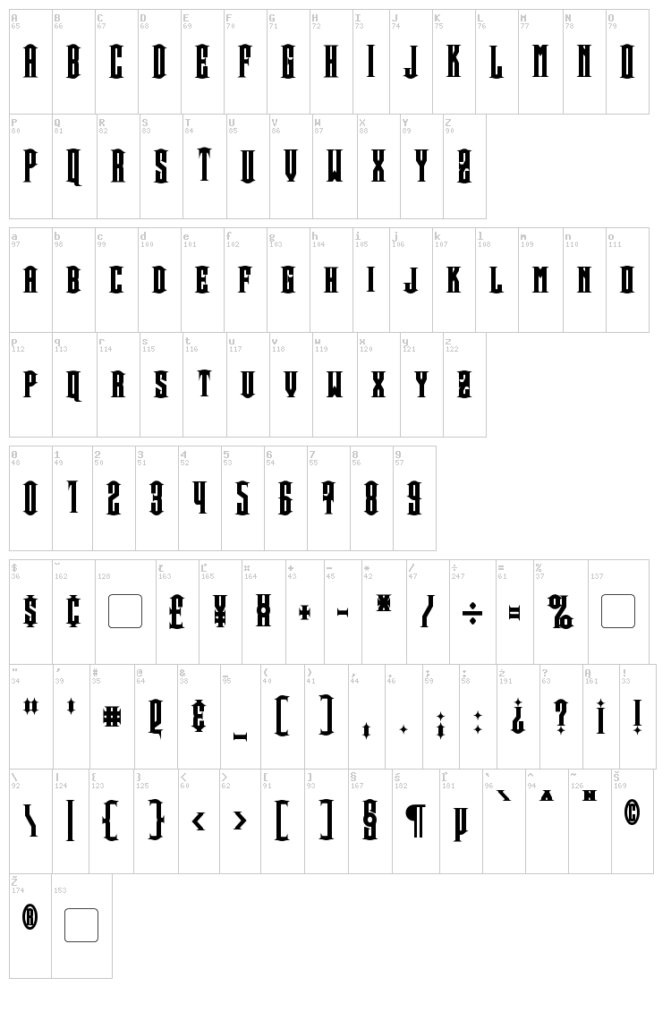 Steamwreck font map